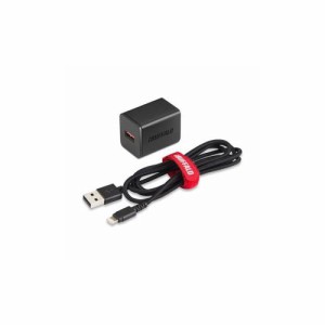 BUFFALO バッファロー BSMPA2404LC1BK 2.4A USB急速充電器 Lightningケーブル1.5m付属(ブラック)