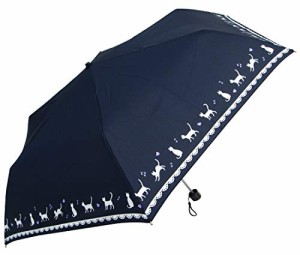 ランドセルに入る かる*いミニ傘！ 子供用折りたたみ傘 約210g ネコとレース (紺)