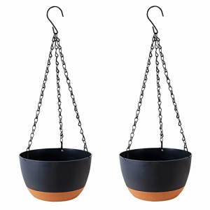 LUOYISI 2個入りハンギングプランター ハンギングバスケット 植木鉢 おしゃれ 屋外の屋内植物DIYの装飾に適しています (20*12.5cm, ブラ