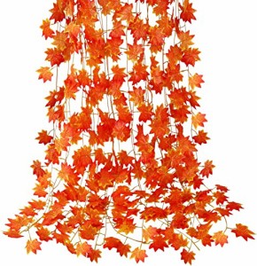 CQURE 人工カエデの葉 人工紅葉 紅葉の造花 ホーム結婚式暖炉パーティーのための人工紅葉ガーランド感謝祭 クリスマス 飾り 装飾 ライト 