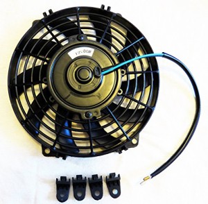 (mind items) 9インチ 汎用 電動ファン 薄型 プッシュ式 吹風式 12V 自動車用