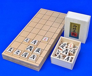 手軽な木駒との手軽な折将棋盤セット!　将棋セット　新桂5号折将棋盤セット(木製将棋駒樺材優良押し)