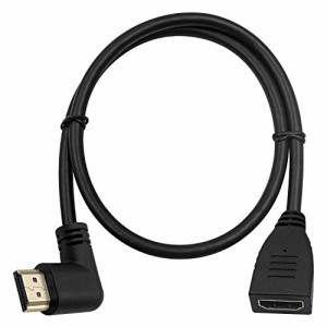 【Maxhood】 L字型HDMI2.0延長ケーブル ，60cm 4K HDMI メス-オス 延長ケーブル ゴールド金メッキ端子 L字型 HDMI 延長ケーブル 右向きHD