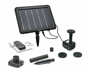 曇天に強い! GWSOLAR ハイブリット ソーラーポンプ 小池、お庭噴水用【 2.8W太陽光パネル、6V/4.5Ah ニッケル水素内蔵蓄電池】フル充電で