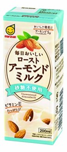 マルサン 毎日おいしいローストアーモンドミルク 砂糖不使用 200ml *24本 紙パック