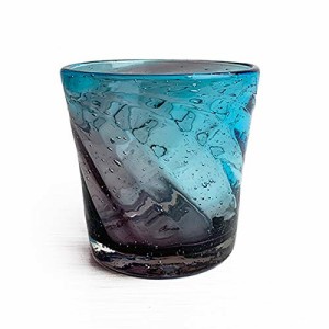 冷茶グラス コップ カップ 琉球ガラス グラス 美ら海ロックグラス (パープル*ブルー)