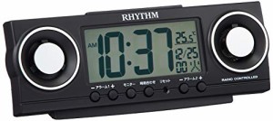 リズム(RHYTHM) 目覚まし時計 大音量 電波 デジタル フィットバトラージューク 20種音 & ダブル アラーム 黒 RHYTHM 8RZ177SR02 [並行輸