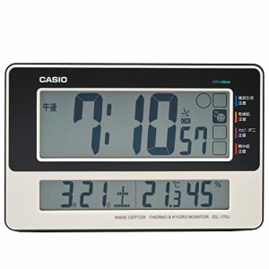 CASIO(カシオ) 置き時計 電波 ホワイト デジタル 生活環境 温度 湿度 カレンダー 表示 置き掛け兼用 IDL-170J-7JF