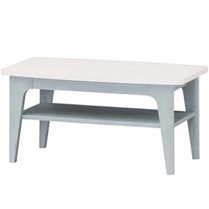 白井産業 ローテーブル 約 幅80 奥行40 高さ39 cm センターテーブル シンプル デザイン家具 ブルー (FRS-8040T フレンチシャビー)
