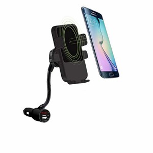 XBERSTAR Qi ワイヤレス充電器 カーチャージャー シガーソケット 車載ホルダー 2USBポート 電圧計付 iPhone 13/ 11//12/11 Pro/11 Pro Ma