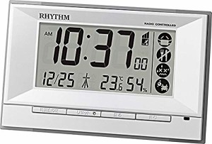 リズム(RHYTHM) 置き時計 白 8.8x14.3x4.2cm 目覚まし時計 電波 デジタル 温度 湿度 カレンダー 熱中症 8RZ207SR03