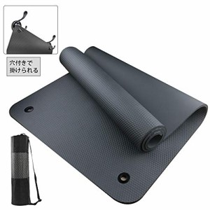 LFS ヨガマット 10mm 185*80mm トレーニングマット エクササイズマット ピラティスマット 防音マット ゴムバンド 収納ケース付き