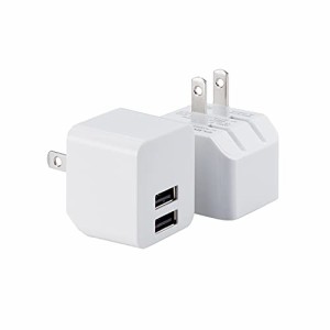 エレコム USB コンセント 充電器 12W出力 Aポート*2 (2個セット) 【 iPhone/Android/タブレット 対応 】 EC-AC08WH ホワイト