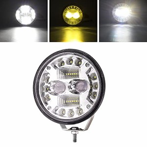 Aoling ワークライト LED 作業灯 12V 24V 完全防水 LEDワークライト プロジェクター 広角ホワイト 狭角イエロー 作業灯LEDライト 車 丸型