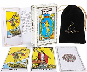 MagicSeer クラシックなタロットカードの定番78枚 タロット占いデッキ 日本語ガイドブック付き ベルベットバッグ…
