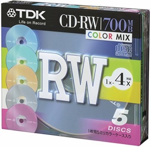 ＊最安挑戦＊TDK CD-RWデータ用700MB 4倍速カラーミックス5mm厚ケース入り5枚パック [CD-RW80X5CCS]