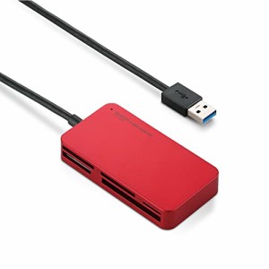 ＊最安挑戦＊エレコム カードリーダー USB3.0 9倍速転送 スリムコネクタ ケーブル一体タイプ レッド MR3-A006RD