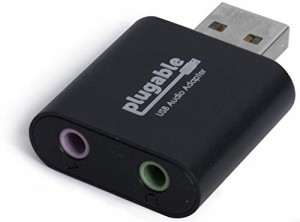 ＊最安挑戦＊Plugable USB オーディオ アダプタ 3.5mm ヘッドホン・マイク端子付 黒アルミニウム仕上げ、外部ステレオサウンドカード Win