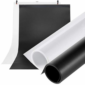 ＊最安挑戦＊Meking 撮影用 PVC 背景布 100cm x200cm バックペーパー 人物撮影 商品撮影 ホワイト*ブラック 2色セット 撮影シート