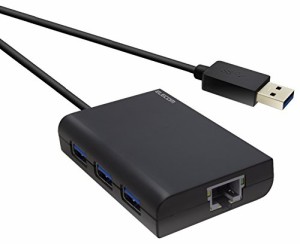 ＊最安挑戦＊エレコム 有線LANアダプタ USB3.0 ギガビット対応 USBハブ3ポート付 ブラック EDC-GUA3H-B