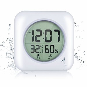 ＊最安挑戦＊防水時計 デジタル 温湿度計 防水クロック バスルーム時計 大画面 壁掛け 置き時計 吸盤 日本語簡易説明書付属 ホワイト