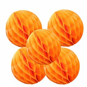 ＊最安挑戦＊Happy Spring ハニカム ボール ハロウィン 飾り 5個 セット オレンジ (20cm, 橙)