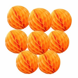 ＊最安挑戦＊Happy Spring ハニカム ボール ハロウィン 飾り 8個 セット オレンジ (10cm, 橙)
