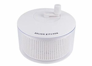 DELISH KITCHEN パール金属 サラダスピナー 野菜水切り ホワイト 外径18.5*高さ15cm 野菜水切り器 CC-1343