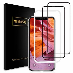 ＊最安挑戦＊NIMASO ガラスフィルム iPhone11 Pro Max/iPhone XS Max 用 全面保護 フィルム ガイド枠付き 2枚セット NSP18F13