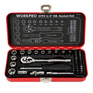 ＊最安挑戦＊WORKPRO ソケットレンチセット ガレージツールセット ラチェットレンチ 差込角6.35mm（1/4インチ） クイックリリースラチェ