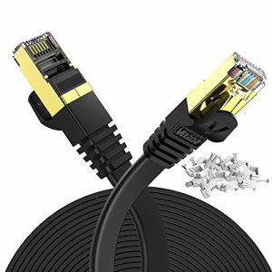 ＊最安挑戦＊15m Veetop CAT7 LANケーブル カテゴリー7 フラット 高速 10Gbps 750MHz STP 金メッキコネクタ RJ45 二重シールド 爪折れ防