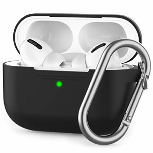 ＊最安挑戦＊AhaStyle AirPods Pro ケース [前のLEDライトが見える] [カラビナ付き] シリコンカバー 保護ケース 耐衝撃 紛失防止 AirPods