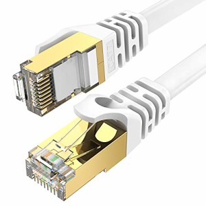 ＊最安挑戦＊LANケーブル 15m CAT7 ランケーブル 白 STP カテゴリー7 フラットケーブル RJ45 爪折れ防止 シールド 高速 らんけーぶる 有