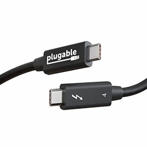 ＊最安挑戦＊Plugable Thunderbolt 4 ケーブル 40Gpbs 100W (20V5A) 充電対応 1m [Thunderbolt 認証] 2 台の 4K モニター接続対応、USB４