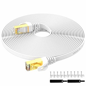 ＊最安挑戦＊Lovicool LANケーブル 10m カテゴリー7 フラットlanケーブル 10Gbps/600MHz CAT7準拠 イーサネットケーブル RJ45金メッキコ