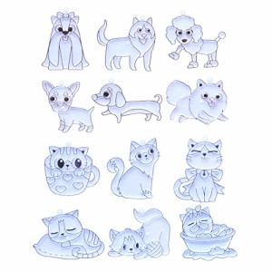 ＊最安挑戦＊ヤマト グラスデコ プレート 犬・猫 12個セット ガラス絵の具用 オーナメント