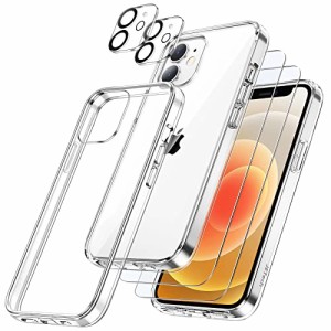 ＊最安挑戦＊JEDirect [3 in 1] iPhone 12 ケース (6.1インチ専用) 液晶保護 2枚フィルム*2枚カメラレンズフィルム付き 黄ばみなし 全面