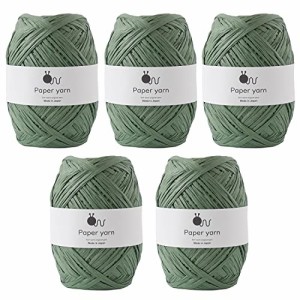 ＊最安挑戦＊原ウール Knitworm ペーパーヤーン 5玉セット 極太 30g(約77m) 指定外繊維(紙)100% 日本製 9.グリーン