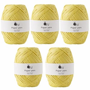 ＊最安挑戦＊原ウール Knitworm ペーパーヤーン 5玉セット 極太 30g(約77m) 指定外繊維(紙)100% 日本製 5.イエロー