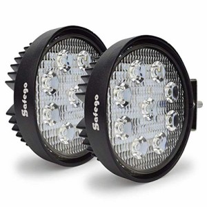 Safego 27W LED 作業灯/ワークライト 丸形 広角タイプ 9連LED 車外灯 農業機械 ホワイト 6000K 12V-24V対応 2個入