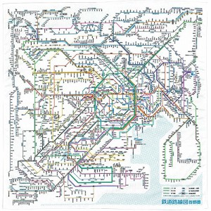 東京カートグラフィック 鉄道路線図ハンカチ 首都圏 日本語 RHSJ