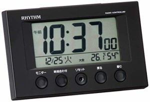 リズム(RHYTHM) 目覚まし時計 電波時計 温度計・湿度計付き フィットウェーブスマート 黒 7.7*12*5.4cm 8RZ166SR02