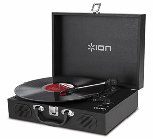 ION Audio ポータブルレコードプレーヤー スーツケース型 スピーカー内蔵持ち運び 電池でも稼働 Vinyl Transport 黒