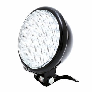 nakira バイク用 ヘッドライト LED30個 汎用 130Φ ベーツライト 5インチ 12V マグナ シャドウ ドラッグスター SR nkr847 (ブラック)