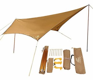 icamp(アイキャンプ) ソロタープ tarp one ペンタゴン タープ 軽量2kg ポール2本付 3.8m*3.8m 紫外線カット 耐水圧3000mm ソロキャンプ (