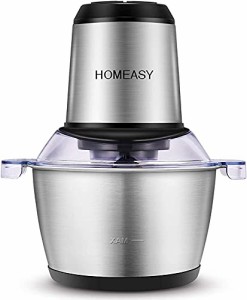 フードプロセッサー HOMEASY フードチョッパー 電動 フードミキサー 【1.8L大容量 4枚刃カッター】 2段階スピード 350Wハイパワー みじん