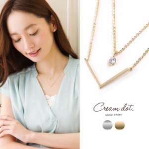 【ゆうパケットOK】ネックレス 2連 チェーン ジルコニア ゴールド シルバー レディース ショート シンプル 大人可愛い 上品 アクセサリー