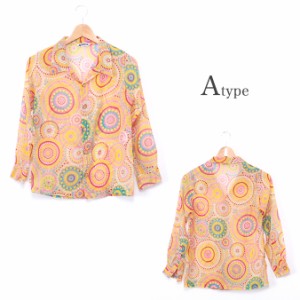 インディア エスニック シフォンシャツ ファッション レディース トップス シャツ ブラウス アジアン カラフル サイケ ヒッピー