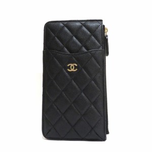 中古 美品 シャネル 長財布 タイムレスクラシック スマホケース iPhone 31番台 Aランク キャビアスキン ブラック CHANEL【西神店】