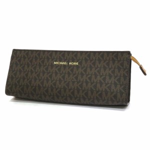 中古  マイケルコース レザー ポーチ ペンケース Aランク モノグラムロゴ ブラウン MICHAEL KORS レディース【西神店】